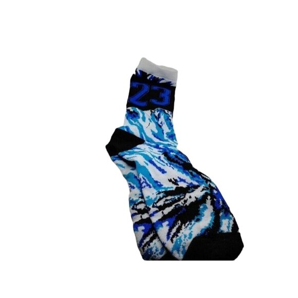 Graffiti Art Printed Crew Socks Number 23. Blue , white, multicolor - Picture 1 of 3
